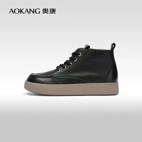 【门店发货】奥康女鞋2023秋季新款真皮平底舒适高帮靴子日常潮商品大图