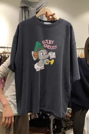 韩版夏装新款胖mm大码宽松卡通半袖时髦洋气短袖T恤女上衣2-300斤商品大图