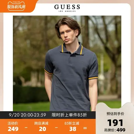 GUESS23新男士复古美式POLO衫宽松短袖翻领T恤上衣-X3PP18K2Q40商品大图