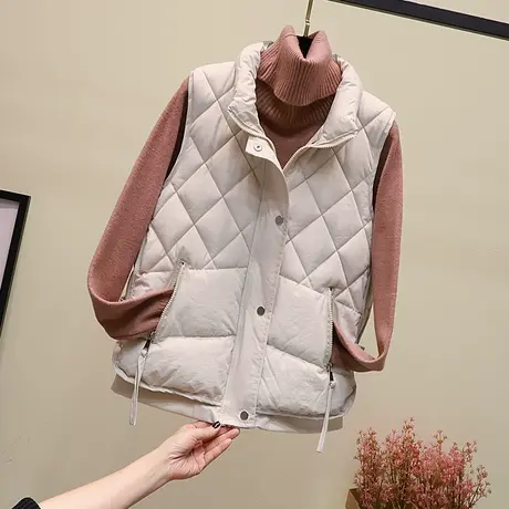 马甲女春秋2023新款韩版修身显瘦短款羽绒棉马夹保暖背心坎肩外套图片