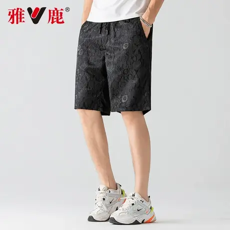 【冰丝提花】雅鹿2025年夏季新款潮流短裤男士亲肤透气五分裤男款图片