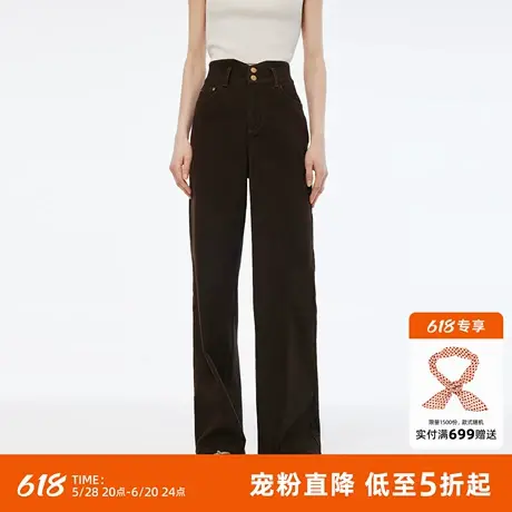首降5折|歌莉娅牛仔裤女2025新款春季流行穿搭宽松高腰直筒长裤商品大图