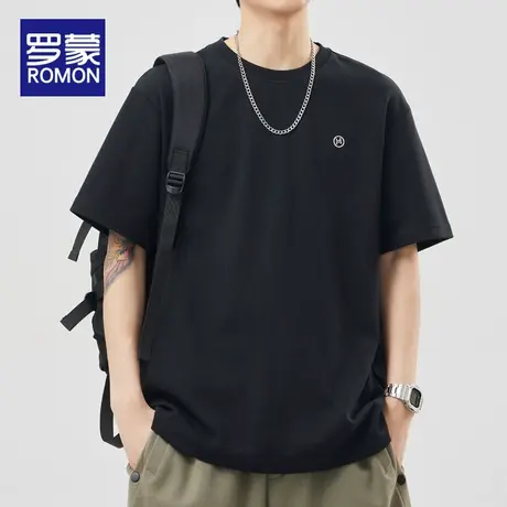 罗蒙夏季男士短袖t恤薄款衣服潮牌夏装圆领运动休闲上衣宽松男装图片
