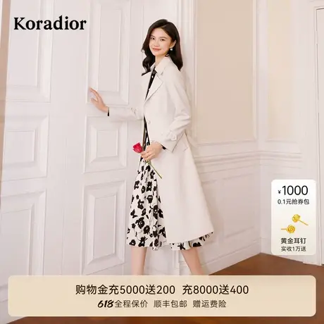 【商场同款】珂莱蒂尔女装冬季修身型中长款风衣外套气质上衣图片
