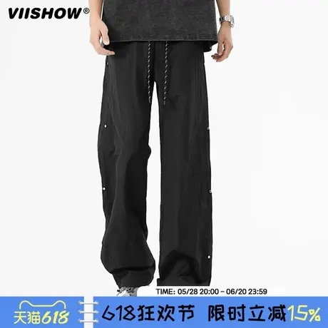 VIISHOW潮牌裤子男春季2025新款垂感直筒宽松休闲裤简约运动长裤商品大图