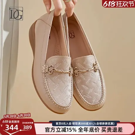 【羊皮】真皮乐福鞋女2025新款深口坡跟单鞋皮鞋轻便妈妈鞋子商品大图