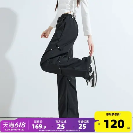 唐狮2024秋冬季新款女休闲裤加绒阔腿登山裤子黑色显瘦百搭工装裤商品大图