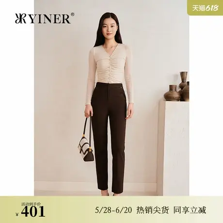 YINER音儿专选2025春季新款美拉德弹力职场长裤锥形休闲裤商品大图