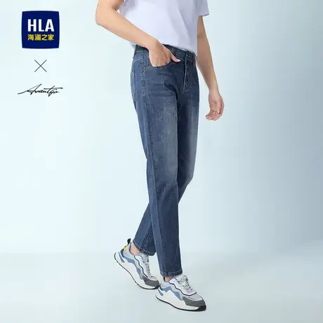 HLA/海澜之家轻商务时尚系列牛仔裤25春夏新五袋款腰里绣花裤子男商品大图