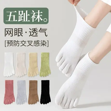 五指袜子女士春夏季薄款纯棉防臭中筒袜分趾袜春秋款短筒女袜夏天商品大图