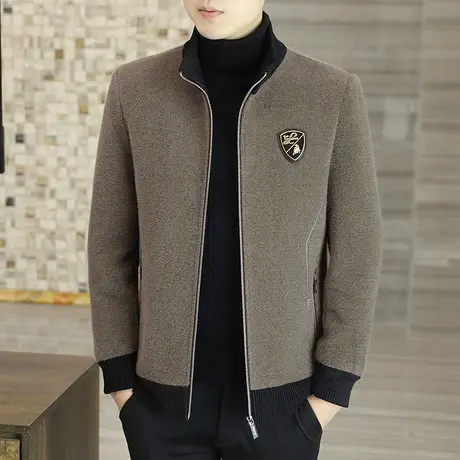 金貂绒毛呢夹克外套男2023新款潮流冬季男士高端保暖加厚休闲男装商品大图