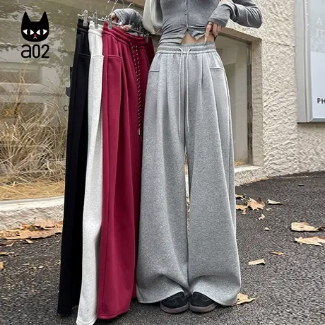 a02宽松休闲裤子女2025新款秋季设计感秋装卫裤秋装长裤通勤穿搭商品大图