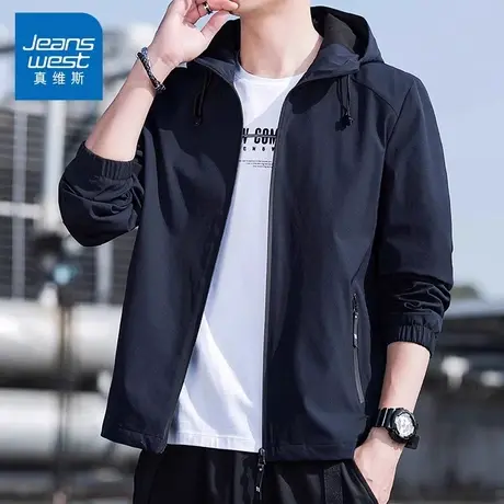 NW真维斯连帽夹克男款秋季2025新款宽松休闲外套春款运动上衣男装商品大图
