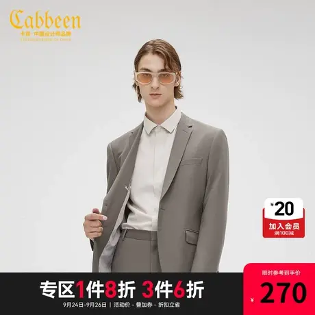 卡宾男装亚麻休闲西装外套时尚修身西服C图片