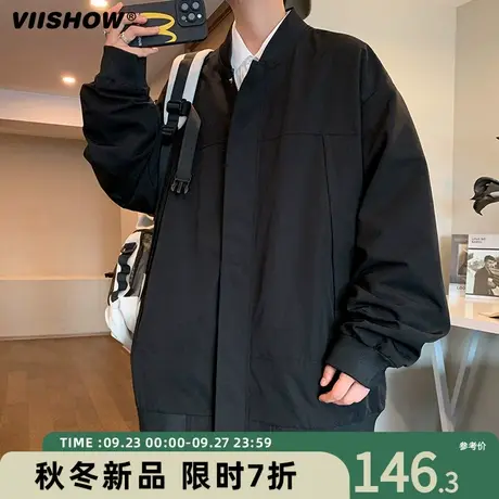 VIISHOW外套男春秋季日系复古休闲工装宽松潮牌飞行员夹克棒球服商品大图
