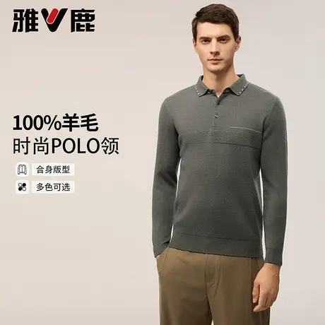 雅鹿绵羊毛男款25年秋季新款商务休闲时尚POLO领经典保暖打底衫男商品大图