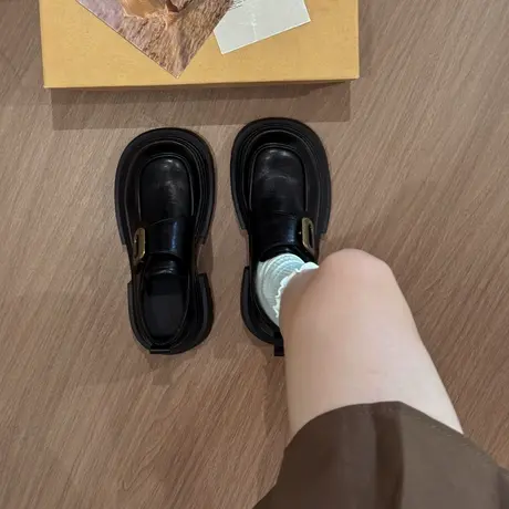 英伦风厚底乐福鞋女2025秋季新款气质配裙子jk单鞋百搭增高小皮鞋商品大图