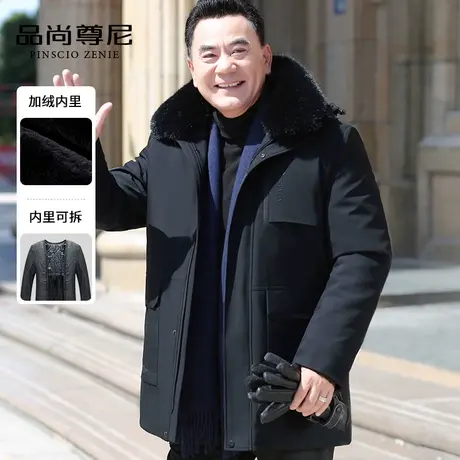 中老年人冬装男爸爸棉衣加绒加厚可拆卸内胆60-70岁爷爷棉袄外套商品大图