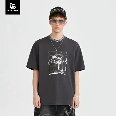 Lilbetter男生t恤短袖夏装新款半袖港风体桖衫痞帅上衣印花衣服LB商品大图