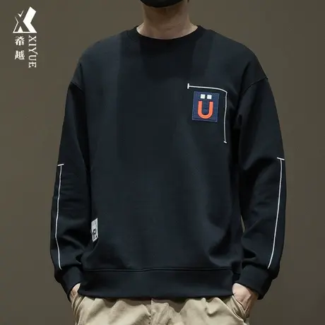 希越针织卫衣重磅男士春秋季美式高级感宽松大码无帽打底长袖t恤商品大图