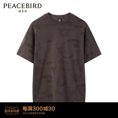 【美美联名系列】太平鸟男装 卡通印花宽松短袖T恤男潮B3DAD2201商品大图