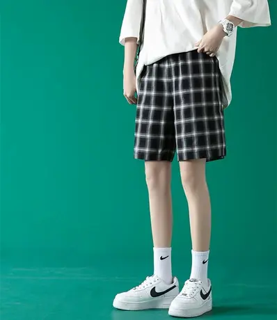 小个子黑色运动阔腿裤高腰裤子夏季宽松显瘦A字直筒休闲短裤女装商品大图