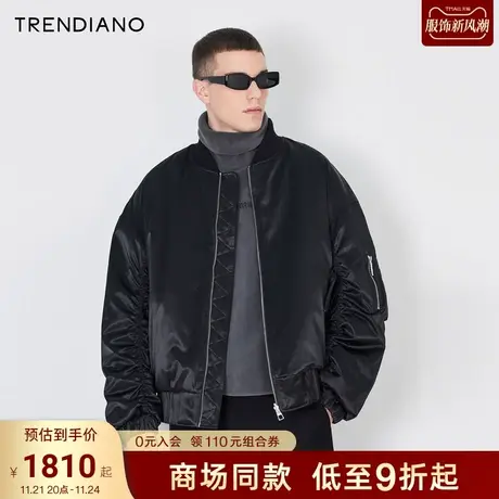 TRENDIANO梅花联名系列两面穿时尚绒感外套男潮2023新款冬季商品大图