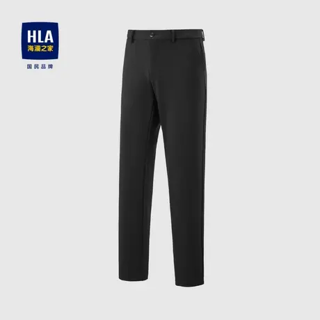 HLA/海澜之家中腰直筒休闲裤秋季新款光面针织舒适有型弹力长裤男商品大图