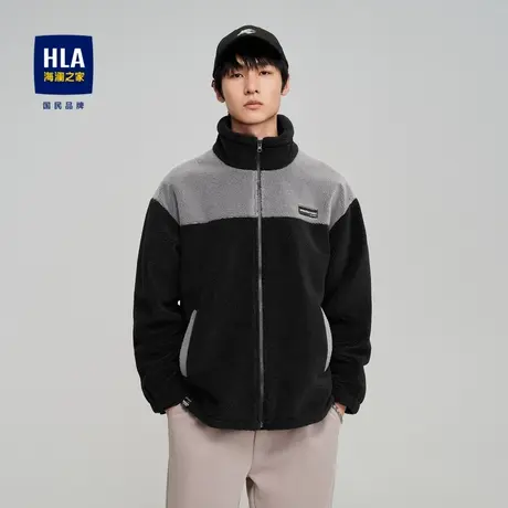 HLA/海澜之家SPRINTING SMILE夹克仿羊羔绒立领外套男图片