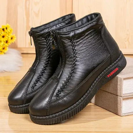 冬季加绒妈妈鞋老北京布鞋女加厚保暖宽松棉靴防水防滑老人棉鞋商品大图