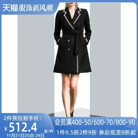 黑色轻奢名媛气质设计感西装女秋冬2023新款时尚休闲修身西服外套图片
