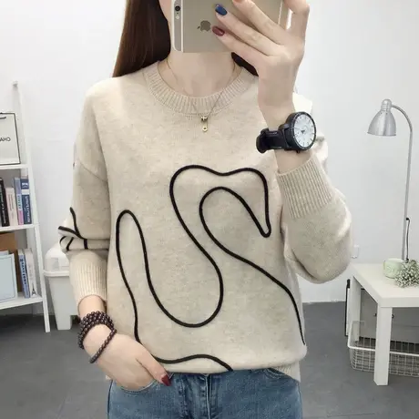 圆领宽松薄款毛衣女2023年秋冬新款洋气内搭针织打底衫女士上衣图片