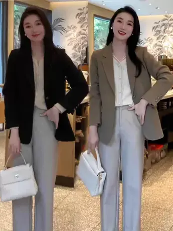 高级感秋季时尚休闲小西装外套女宽松韩版百搭气质设计感西服上衣图片