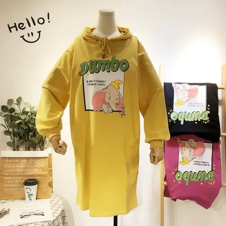 2020春秋新款韩国东大门cec潮卡通慵懒中长款宽松BF连帽卫衣大码图片