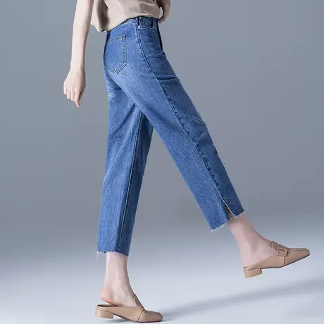 高腰直筒牛仔裤女2024年新款女裤夏季薄款裤子女烟管裤休闲九分裤图片