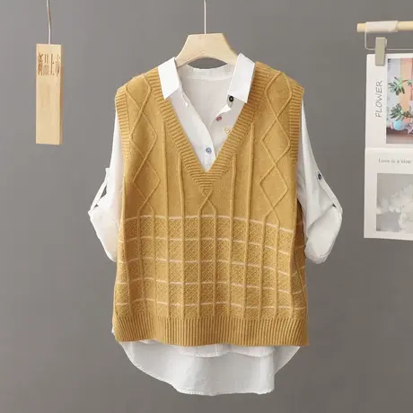 叠穿针织马甲女背心2024新款韩版设计感小众外穿无袖毛衣背心马夹图片