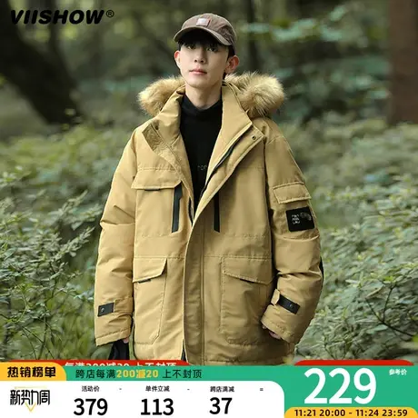 VIISHOW大毛领派克服男款冬季新款加厚工装棉服外套冲锋夹克登山商品大图