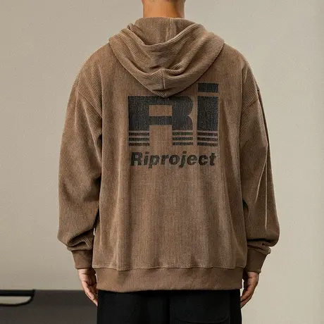 潮流男装连帽拉链卫衣圆领潮牌卫衣男士长袖大印花休闲男装卫衣图片