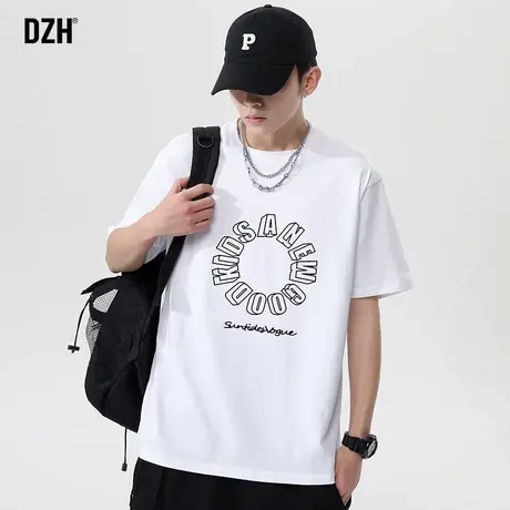 男生夏季短袖男潮牌ins设计感小众冰感冰丝棉t恤2023新款半袖男装商品大图