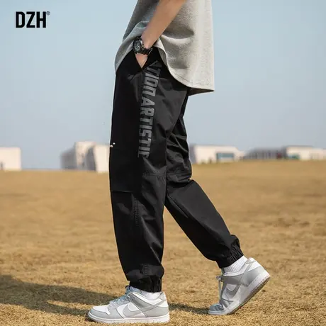 男士黑色束脚休闲裤男秋冬新款纯棉工装裤2023年新款裤子美式高街商品大图