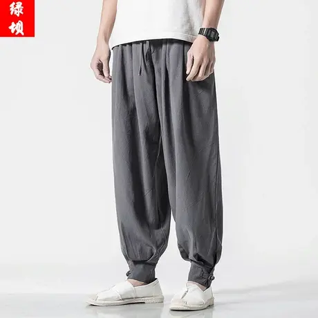 春秋复古休闲裤男中国风大码宽松青年阔腿裤子哈伦裤小脚男装长裤图片