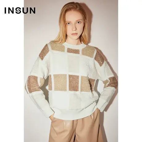 COVER冬季羊毛坑条拼色提花毛织衫商品大图