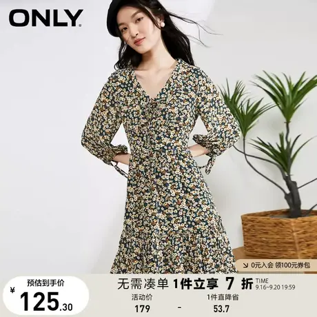 ONLY奥莱夏季洋气仙女时尚短款A字茶歇碎花连衣裙女图片