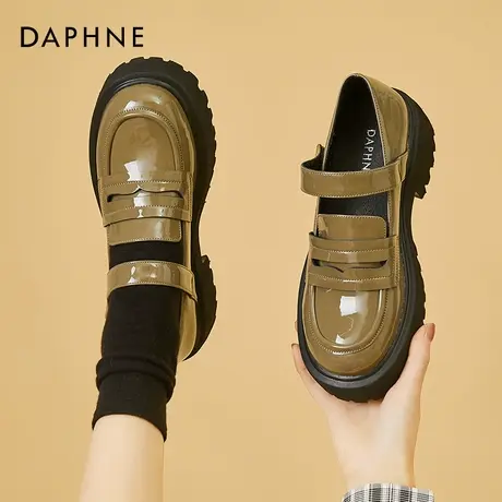 达芙妮英伦风小皮鞋女厚底乐福鞋2022新款玛丽珍鞋女粗跟春季单鞋商品大图