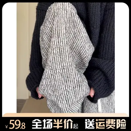 竖纹毛呢休闲裤女秋冬2023新款宽松显瘦小众设计感垂感拖地阔腿裤图片