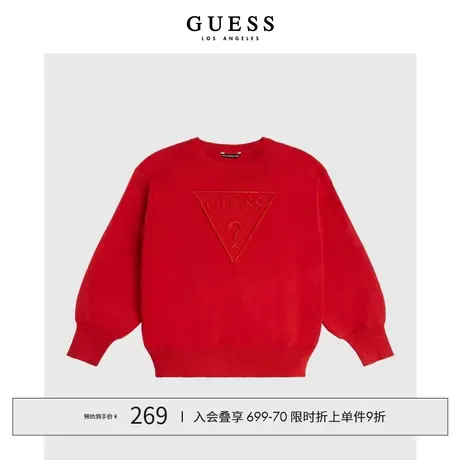 【38上新季】GUESS款女孩时尚休闲纯色帅气圆领毛衣图片