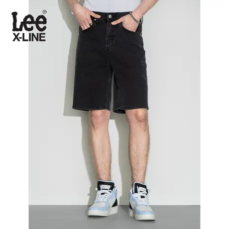 LeeXLINE 22春夏新品宽松直筒轻薄男牛仔短裤黑LMB100903101-742图片