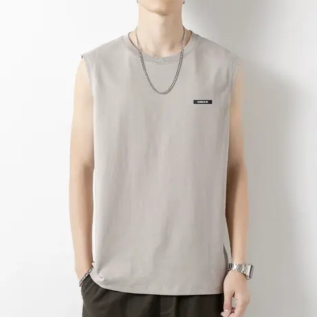 2023新款纯棉背心男士夏季外穿宽松健身篮球跨栏运动坎肩无袖t恤商品大图