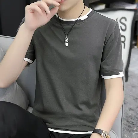 夏季男士短袖t恤纯棉衣服宽松潮流丅体恤百搭韩版男装潮牌ins半袖商品大图