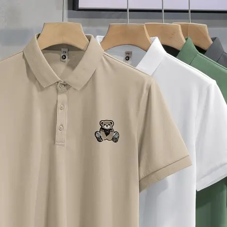 短袖polo衫保罗翻领t恤潮牌小熊夏季上衣服冰丝凉感半袖有领体恤商品大图